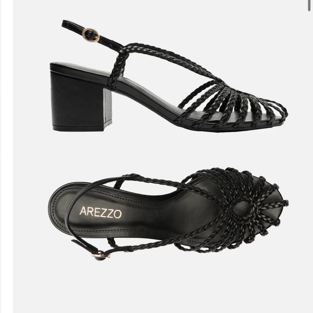 Arezzo Paola Mid Block Heel Black Sandal